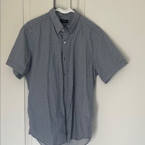Theory Navy Geometric Button Down Shirt